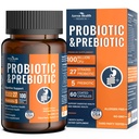 남성과 여성을위한 100 억 Probiotics 27 Strains 5 유기 Prebiotics Gut Digestive & Immune Health, Diarrhea Gas Bloating, Non-GMO, Zero Fillers - 미국에서 만든 丨 60 모자