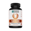 Ginger가있는 Zhou Turmeric Curcumin - 여성 및 남성을위한 Turmeric 및 Ginger Supplement, Digestion 및 Digestive Health 용 Black Pepper Extract와 Curcuminoids - 90 Veggie 캡슐