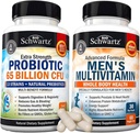 비타민 C A B D3 E와 아연 (1 달 공급) 플러스 65 억 CFU 매일 Probiotic 보충교재 (1 달 공급)를 가진 진보된 매일 남자의 Multivitamin