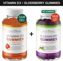 설탕 자유로운 비타민 D Gummies (60의 Gummies) 및 Elderberry Gummies (180의 Gummies) – 면역 지원 뭉치, 젤라틴 자유로운, 글루텐 자유로운, 채식주의자, 모든 자연적인, 중대한 Tasting