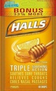 Halls Menthol - Cough Suppressant/Oral Anesthetic, 꿀레몬, 드롭, 40ct. 2 팩