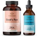 HERBAMAMA Goat의 Rue와 Lemon Balm Kit - 1200 mg Goat의 Rue 캡슐 및 레몬 Balm 액체 드롭 4 fl oz - Vegan, Non-GMO, Sugar & Alcohol-Free - 2 Pack의 번들
