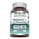Amazing Formulas Melatonin Plus L-Theanine 15.5 Mg | 정제 보충 | Non-GMO | 글루텐 프리 | 미국제 (1 팩 | 120 개)