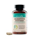 NatureWise Digestive Enzymes - Probiotics + Prebiotics가있는 멀티 효소 - Post Mealtime Comfort & Bloating Support + Aids Digestion 및 Gut Health - Soy-Free, Non-GMO - 60 캡슐 [1 개월 공급]