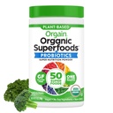 Orgain 유기 녹색 분말 + 50 Superfoods, Original - 소화 건강, 산화 방지제, Vegan, 식물 기반, 글루텐 무료, 비 GMO, 녹색 주스 및 스무디 음료 혼합 - 0.62lb