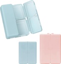 FYY 2 PC 매일 알약 조직자, 7 격실 휴대용 알약 케이스 여행 알약 조직자, [Folding 디자인] 비타민을 붙들기 위하여 지갑 주머니를 위한 알약 상자, 담 간결 기름, 보충교재 및 약물 Navy+ 핑크