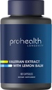 ProHealth 발레란 추출물 + 레몬 발름 (60 캡슐) 160 mg 발레란 + 80 mg 레몬 발름 | Relaxation & Sleep Support | No Morning Grogginess | Vegan | 글루텐 무료 | Soy Free
