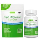 Triple Magnesium Complex 180 Tablets + 아연 Complex Vegan 번들, 높은 흡수 킬레이트 마그네슘 + 25mg 킬레이트 아연 Picolinate & Bisglycinate 구리, Igennus