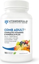Vitaminerals CombAdult 종합 비타민 및 미네랄 공식 | 비 GMO | Veggie Capsules (180)