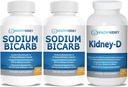 산성 기복을 위한 나트륨 중탄산염 650mg 캡슐, 알칼리성 120 알약 2-Pack + Kidney-D Kidney 보충교재. 비타민 D Kidney Support에 최적화.