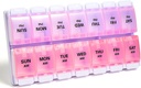 Sukuos AM PM Weekly Pill 주최자 7 일, Easy Push Button, BPA Free Vitamin Cases for Fish Oil/Supplements, Clean (Purple&Pink)에 쉬운 2 시간 하루 의학 알약 상자