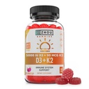 Zhou D3+K2 - 여성을 위한 비타민 D3 K2 보충교재 & 남자, 면역 지원 Vit D3와 K2 거미, D3와 MK-7의 5000 IU를 가진 젤라틴 자유로운 공식 - 60의 Veggie Gummies (1의 포장)