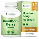 Purely Holistic Hawthorn Berry - 150 Vegan 캡슐 - 5 개월 공급 - 고강도 4 : 1 추출물 - Non-GMO Hawthorne 보충 - 심혈관 및 소화 건강 지원