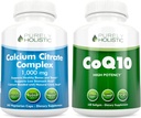 칼슘 구연산염 복잡한 1000mg + CoQ10 100mg - 365 Vegan 캡슐 + 240 Softgels 뭉치 - 비타민 D 없이 - 미국에서 만드는