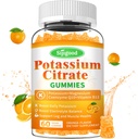 칼륨 구연산염 Gummies – 근육 건강을 위한 높은 힘 칼륨 보충교재, 다리 주름 기복, Electrolyte 균형 – Vegan, 비 GMO, 글루텐 자유로운, 주황색 풍미, 60 조사