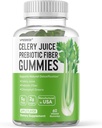성인을위한 Celery 주스 섬유 Gummies - Prebiotic Celery Juice Gummy for Detoxification Support & Supergreens Boost with Celery Juice, Chlorophyll, & Prebiotic Fiber - 60 카운트