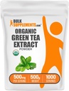 BulkSupplements.com 유기 녹차 추출물 분말 - 유기 녹차 분말, 폴리 페놀 보충 - Vegan & 글루텐 무료, 500mg, 500g (1.1 파운드) (팩 1)