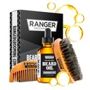 Leven Rose의 Ranger Grooming Company에 의해 Beard 장비, 100% 유기 자연적인 향수 자유로운 농축된 Beard 기름, Boar Bristle Beard 솔, 남자를 위한 자연적인 목제 빗 Beard 배려 시동기 세트