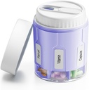 Daviky Pill 병 주최자, 7 대형 Compartments, 여행 Pill 분배기 2 개의 뚜껑이있는 둥근 Pill 상자 (Purple)