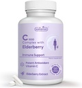 로즈 HIPS + Sambucus Elderberry와 비타민 C 1000mg - Immune 지원 및 산화 방지제 지원을위한 C1000 복합 식 보충교재 - 120 일 (120 개 팩 1))
