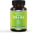 Zentastic 비타민 D3 K2, 5000IU & 200mcg, 비타민 D & 특허 MK7 & 3에서 1 복잡한 지원을 위한 MK4 - 채식주의자, 비 GMO, 90의 모자