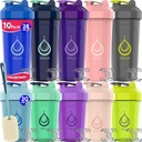 10 PACK, 단백질 믹스 용 와이어 위스키 병 | 누설 블렌더 셰이커 병 팩| BPA-Free & Dishwasher Safe | 5 대형 28 온스 & 5 작은 20 온스 셰이커 병 | 쉐이커 컵
