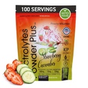 PowderVitamin Electrolytes Powder Plus (100 인분) Strawberry Cucumber Electrolyte Powder Zero Calorie Keto, 0Sugar, No Maltodextrin, 1000mg 칼륨, 120mg 칼슘, 120mg 마그네슘, 하이드로 션 파우더