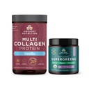 고대 영양 다 교원질 단백질 분말, 바닐라, 24의 서빙 + 유기 Supergreens 분말, 베리, 12의 서빙