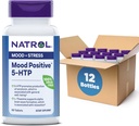 Natrol Mood 긍정적 인 5-HTP 50mg L-Theanine, 비타민 B6, 비타민 B12 및 Folate, 규정식 보충교재는 긍정적 인 계류, 50 정제, 25-50 일 공급 (12의 포장)를 지원합니다