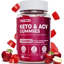 Keto ACV Gummies 고급 체중 감소, 여성과 남성을위한 Keto Gummy 보충, 1500MG 애플 Cider Vinegar & 비타민 B12, Vegan & Non-GMO, Detox & Cleanse, 저탄, 60 카운트