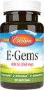 Carlson- E-Gems, 400 IU (268 mg), 심장 건강 & Optimal 웰니스, 산화 방지제, 90의 연약한 젤