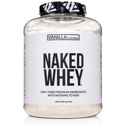 NAKED Vanilla Whey Protein Powder - 모든 천연 잔디 Fed Whey Protein Powder, 바닐라 맛, 유기 코코넛 설탕, 5Lb Bulk, GMO-Free, Soy Free, 글루텐 무료 - 61 서빙