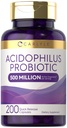 여성과 남성용 Carlyle Acidophilus Probiotic 캡슐 | 500 백만 CFU | 200 알약 | Lactobacillus Supplement | Non-GMO 및 글루텐 무료