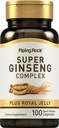 배관 락 인삼 복합 캡슐 | 100 개 | 로얄 젤리 | Non-GMO, Gluten Free Supplement