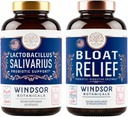 WINDSOR BOTANICALS Bloat 완화 및 Lactobacillus Salivarius Probiotic 캡슐 - 구강 및 IBS 지원 번들