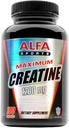 ALFA VITAMINS 최대 크레아틴 Monohydrate 1200 Mg 100 캡슐. 근육 질량 - 근육 성장 - 포스트 운동 회복. Lactic Acid의 효과 감소