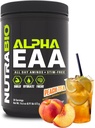 NutraBio 알파 EAA - 근육 성장을 위한 모든 일 아미노산 및 Hydration - Nootropics & Adaptogens를 가진 근본적인 아미노산 - 가득 차있는 스펙트럼 EAA BCAA 분말 - 30 봉사 - 복숭아 차