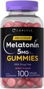 Carlyle Melatonin 5mg Gummies | 100 개 | 베리 맛 | 100 % 마약 무료 | 비 GMO, 글루텐 무료 보충