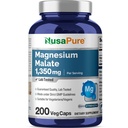 NusaPure 마그네슘 말레이트 1350mg 200 Veggie 캡슐 (비건, 비 GMO, 비건)