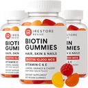 iRestore 머리 거미 비타민, 머리 피부와 못, 여자 & 남자를 위한 머리 성장 Gummies, Biotin 10,000mcg, 3PK를 위한 Vegan Biotin Gummies