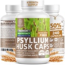 N1N Premium Psyllium Husk 캡슐 [모든 자연, 1450 MG] 일반 및 소화 건강, 240 캡을 지원하는 강력한 수용성 섬유 보충