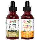 MaryRuth Organics Joint Health Liquid & Vitamin D3+K2 Drops for Toddlers | USDA Organic & Clean Label Project Verified® | 칼슘, 관절, 뼈 지원 비타민 | 비건, 글루텐 프리