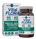 Vital Planet - Vital Flora Men 55 + Daily Probiotic, 60 Billion CFU, 60 Diverse Strains, 7 Organic Prebiotics, Immune Support, Gas Relief, Colon 및 Digestive Health Probiotics for Men 30 캡슐