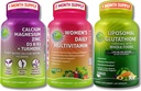 Vegan Bone & Immune 지원 번들 - 유기 전체적인 음식을 가진 Liposomal 글루타티온 500mg + 철 & 식물 근거한 칼슘, 마그네슘, D3, K2, 아연 및 심황을 가진 여자의 매일 Multivitamin
