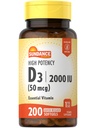 Sundance 높은 효능 D3 2000 IU | 200 빠른 릴리스 Softgel | Essential Vitamin Formula | Non-GMO 및 글루텐 무료 보충