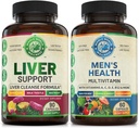 Liver Cleanse Detox Repair Formula & Mens Daily Multivitamins 번들 (각 한 병). Liver Health, Holistic Wellness, Boosted Energy, Stamina & Performance를 지속적으로 지원합니다. 미국 제작.