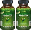 Irwin Naturals Biotin-6000-60 액체 Soft-Gels, 2 팩 - Avocado Oil, Coconut Oil, Lutein & Zeaxanthin - 60 총 서빙 강도 및 보호 지원 -