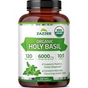 Zazzee USDA 유기 Holy Basil 10 : 1 추출물, 6000 mg 힘, 120 Vegan 캡슐, 농축 및 표준화 된 10X Tulsi 추출물, Ursolic 산, 100 % 인증 유기, 비 GMO