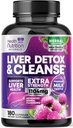 Gentle Liver Cleanse Detox & Repair Formula - Silymarin Milk Thistle, Dandelion Root, Artichoke Extract, Turmeric, Choline 및 Beetroot - 180 Veggie 캡슐과 고급 간 지원 보충