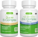 Super B-Complex + 아연 Complex Vegan 번들, 메틸을 입힌 중단된 방출 B Complex + 25mg 킬레이트 아연 Picolinate & Igennus에 의하여 구리로 Bisglycinate